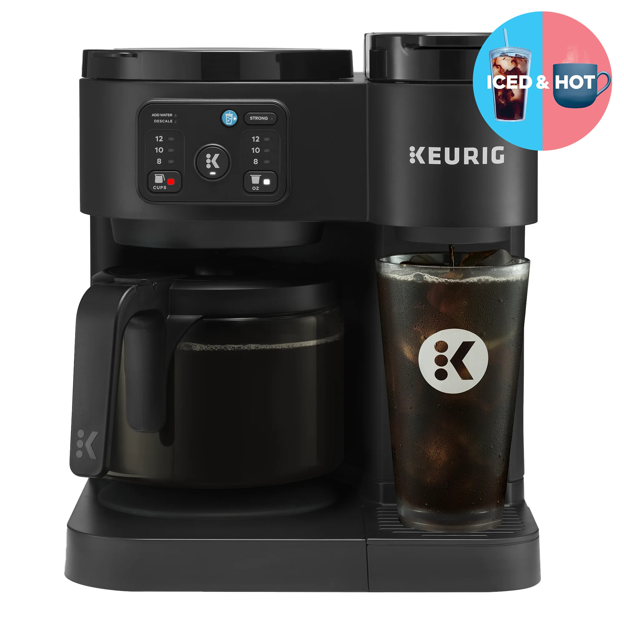 Keurig K-Duo Essentials, Hot & Iced Single-Serve K-Cup Pod Coffee Maker & Carafe, Black | Walmart (US)