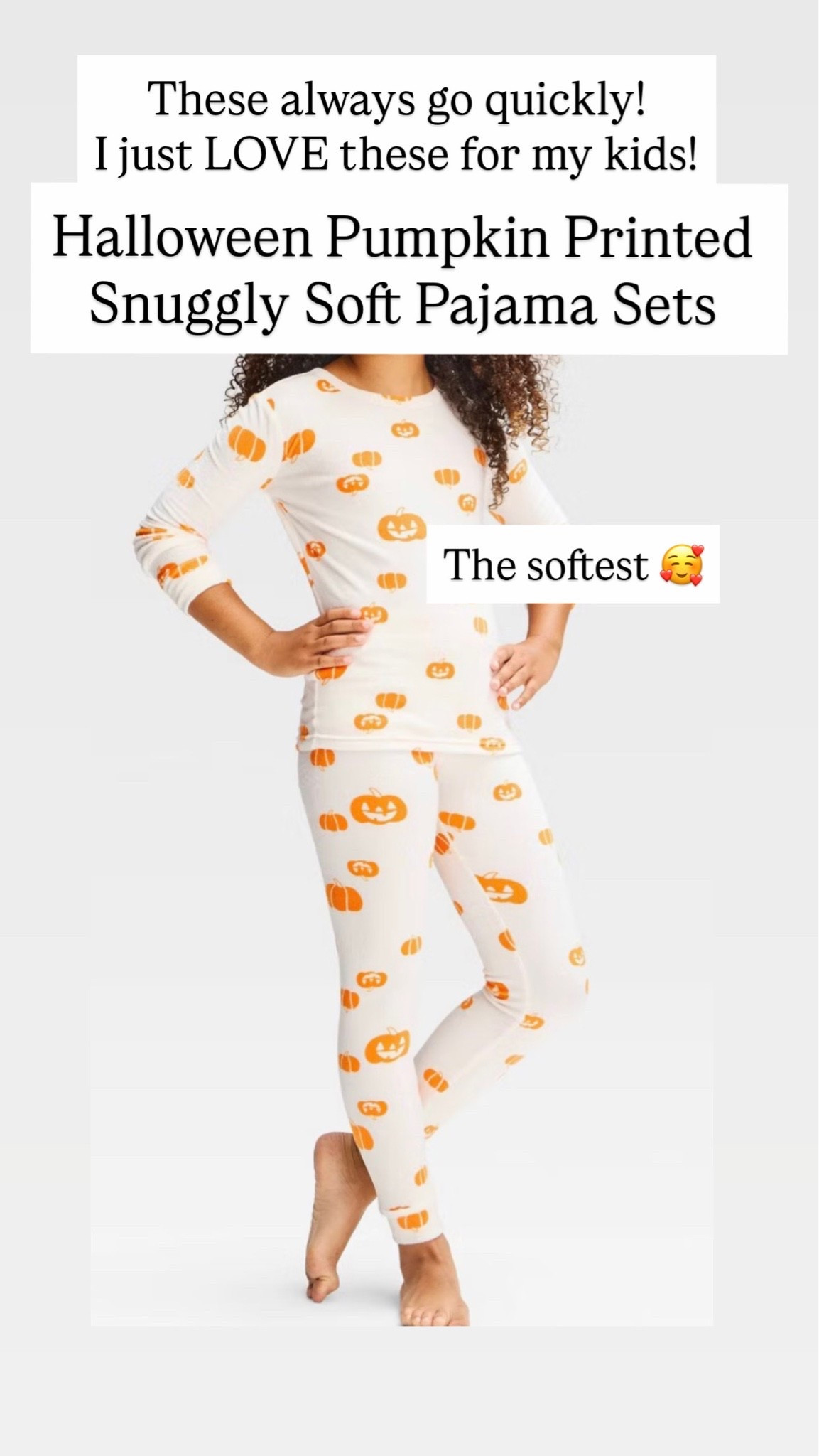 Girls' Halloween Pumpkin Printed Tight Fit Snuggly Soft 2pc Pajama Set

#LTKKids