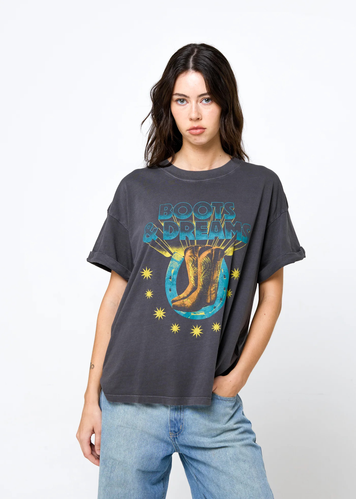 Boots & Dreams Vintage Black Boyfriend Tee | Girl Dangerous