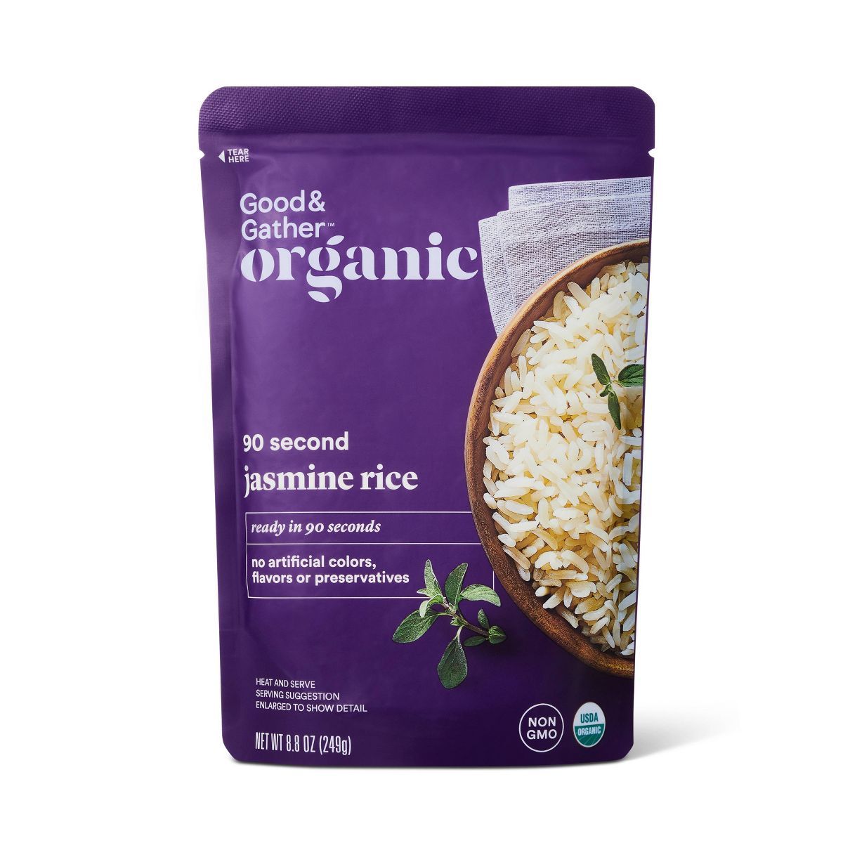 90 Second Organic Jasmine Rice Microwavable Pouch - 8.8oz - Good & Gather™ | Target
