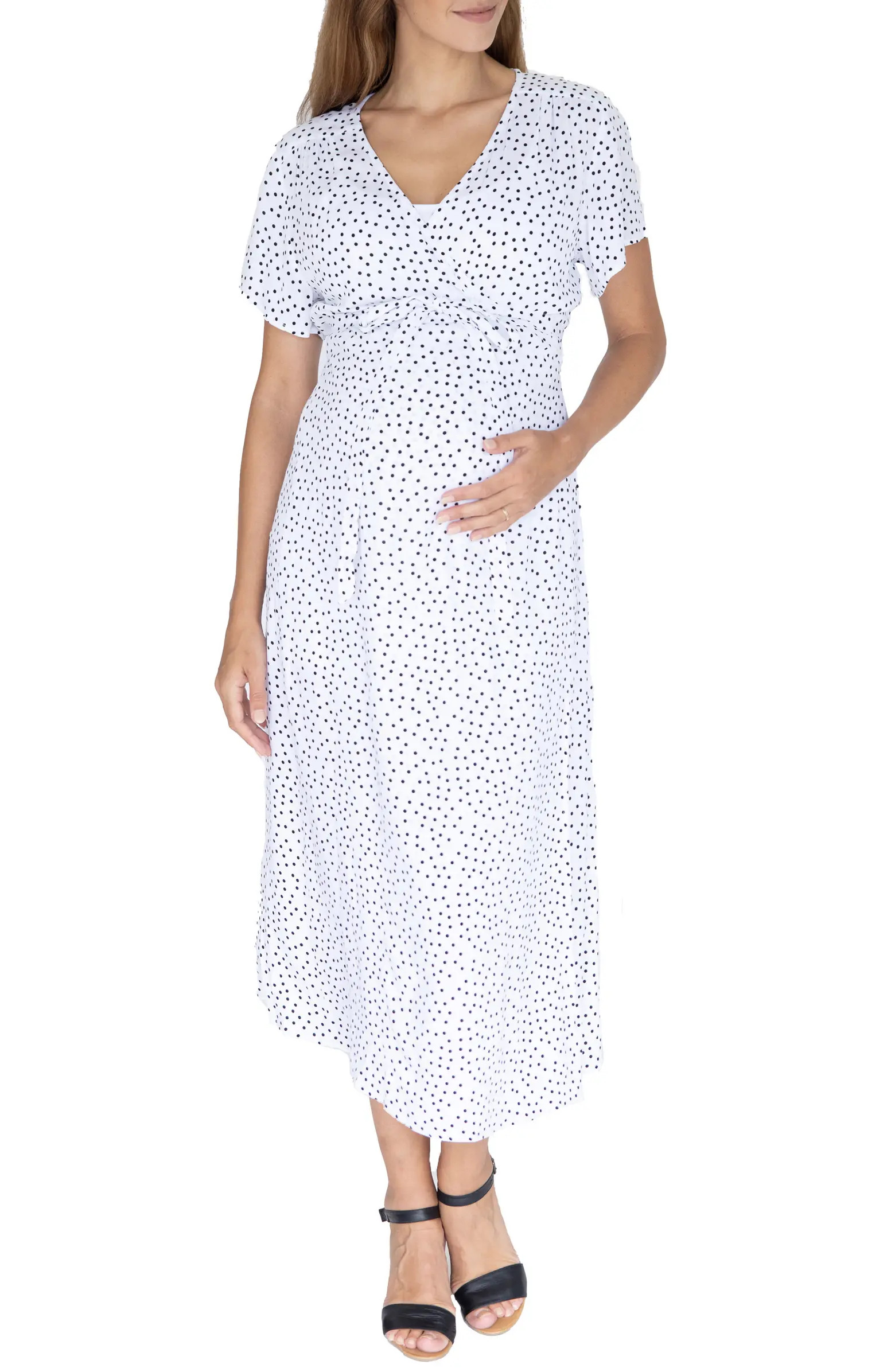 Angel Maternity Polka Dot Empire Waist Maternity/Nursing Dress | Nordstrom | Nordstrom