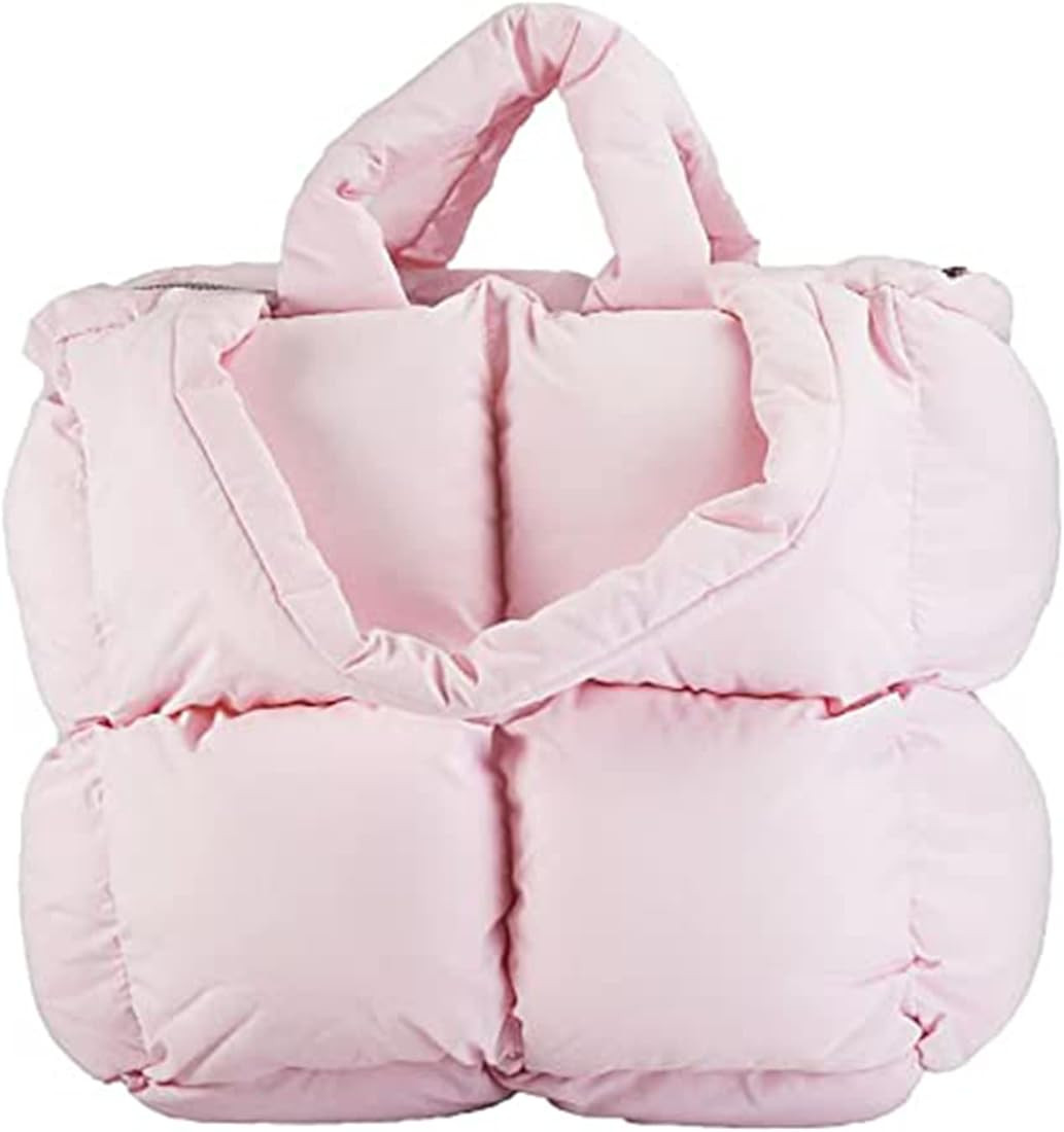 Puffer Tote Bag for Women Puffy Tote Bag Purse Soft Fluffy Padded Down Cotton Quilted Shoulder Ba... | Amazon (US)