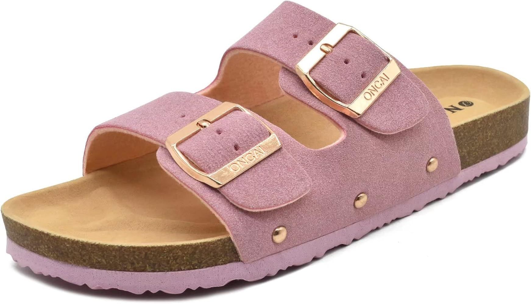 Amazon.com | ONCAI Womens Comfortable Sandals Knock Off Clogs Sandals Women Dressy Summer Flat wi... | Amazon (US)