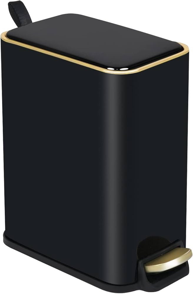 Small Bathroom Trash Can with Lid-5L/1.3 Gal Stainless Steel Step Pedal Trash Can Slim Metal Wast... | Amazon (US)