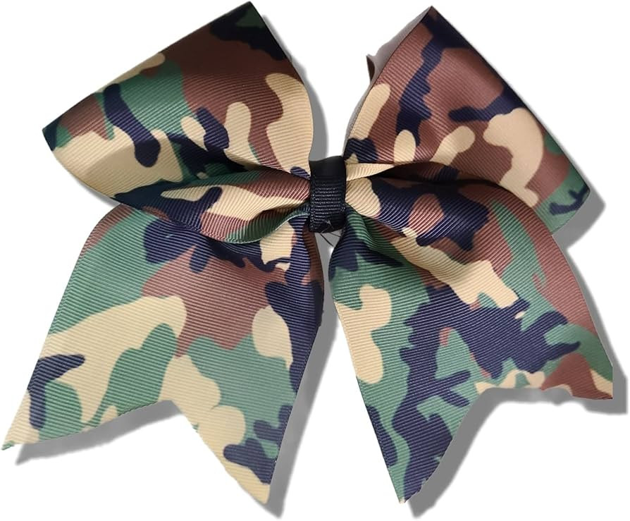 AZBOWS Cheer bows Full New Camo Camouflage Military Support Hair Bow, 7x2x7 | Amazon (US)