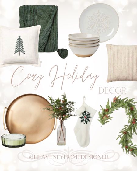 Cozy holiday decor, Target holiday, Christmas decor, traditional holiday, traditional Christmas decor, gold gray, christmas garland, scented candle, sweater pillow, cozy throw blanket, green, cream, tan, Christmas plates, Christmas dining, Christmas bowl, snowflake decor, snowflake dinnerware, faux greenery

#LTKhome #LTKSeasonal #LTKHoliday