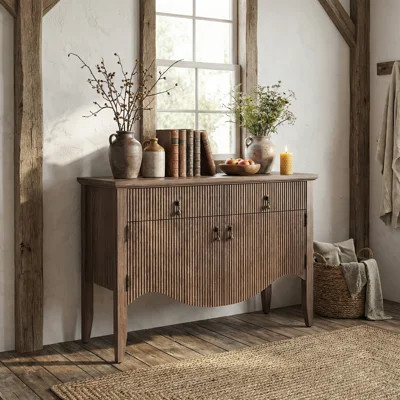 Avenall Retro Buffet Cabinet With Storage, Fluted Sideboard Credenza With Drawer, Accent Bar Cabinet For Living Room Furniture, Coffee Bar Or Entryway | Wayfair North America