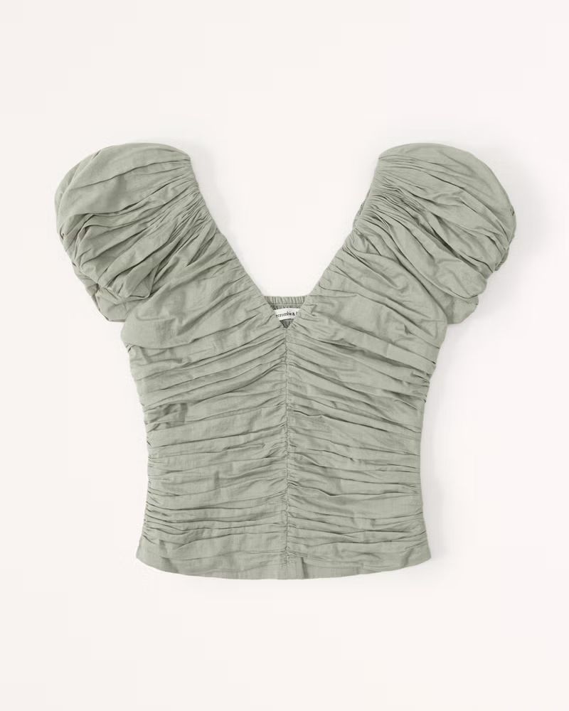 Women's Drama Puff Sleeve Ruched Top | Women's Tops | Abercrombie.com | Abercrombie & Fitch (US)