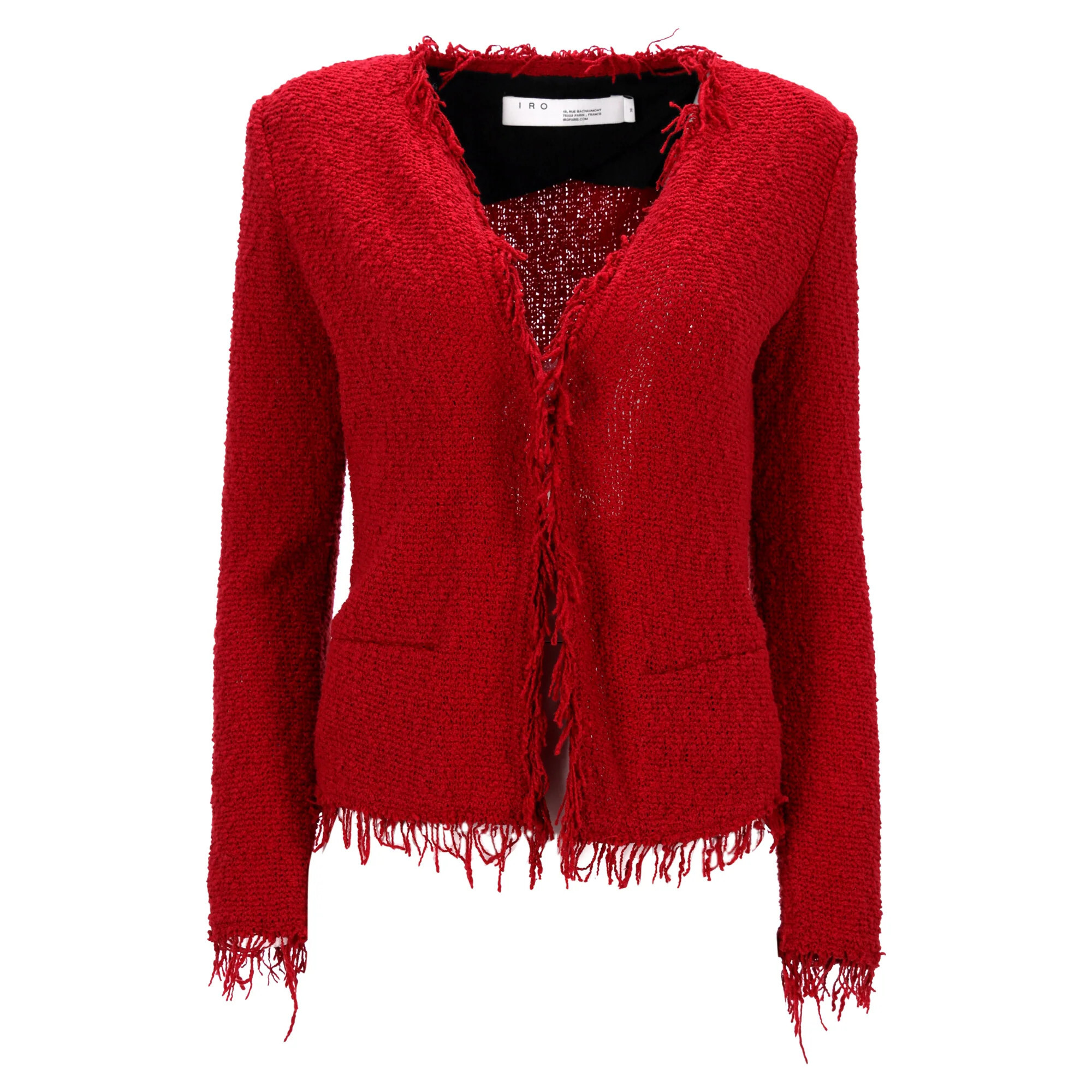 IRO Frayed Jacket in Red Cotton Tweed | Shop Simon