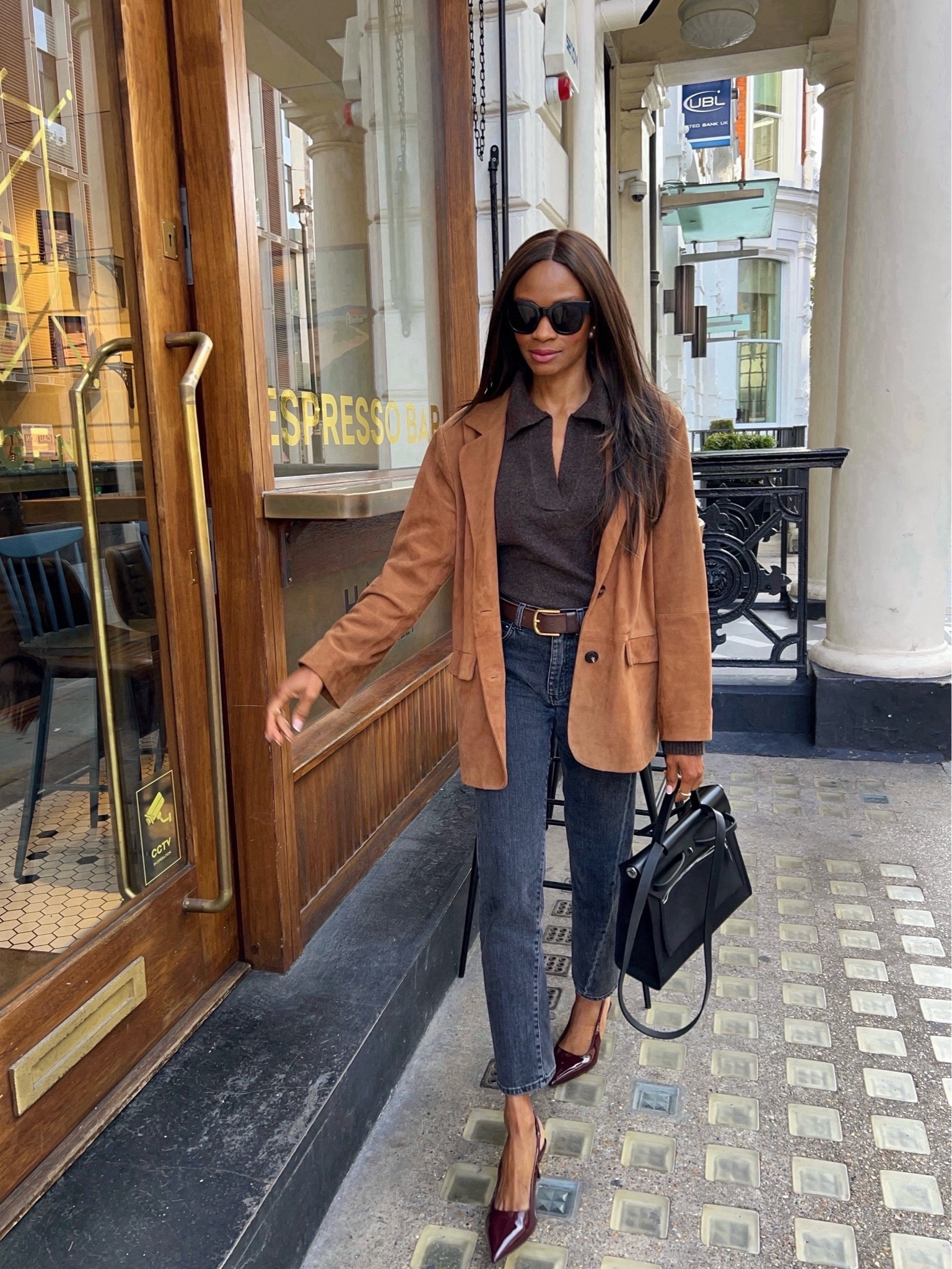 Autumn outfit x suede jacket x Toteme jeans x brown knitwear x burgundy 

#LTKeurope #LTKSeasonal