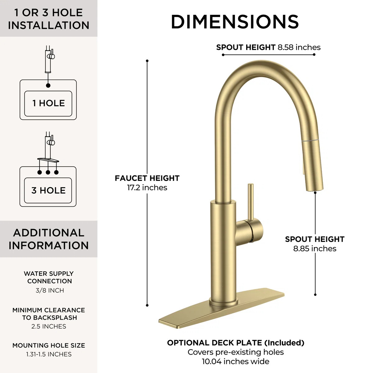 Kitchen Faucet With Pull Down Sprayer WW0082G | Wayfair North America