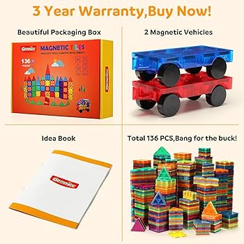 Gemmicc Magnetic Tiles, Deluxe 136 PCS Building Blocks Magnet Toys for Kids,3D Magnet Puzzles Sta... | Amazon (US)
