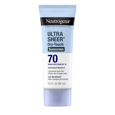 Neutrogena Ultra Sheer Dry Touch Sunscreen Lotion, SPF 70 - 3 fl oz: Noncomedogenic, PABA-Free, Face & Body Use | Target