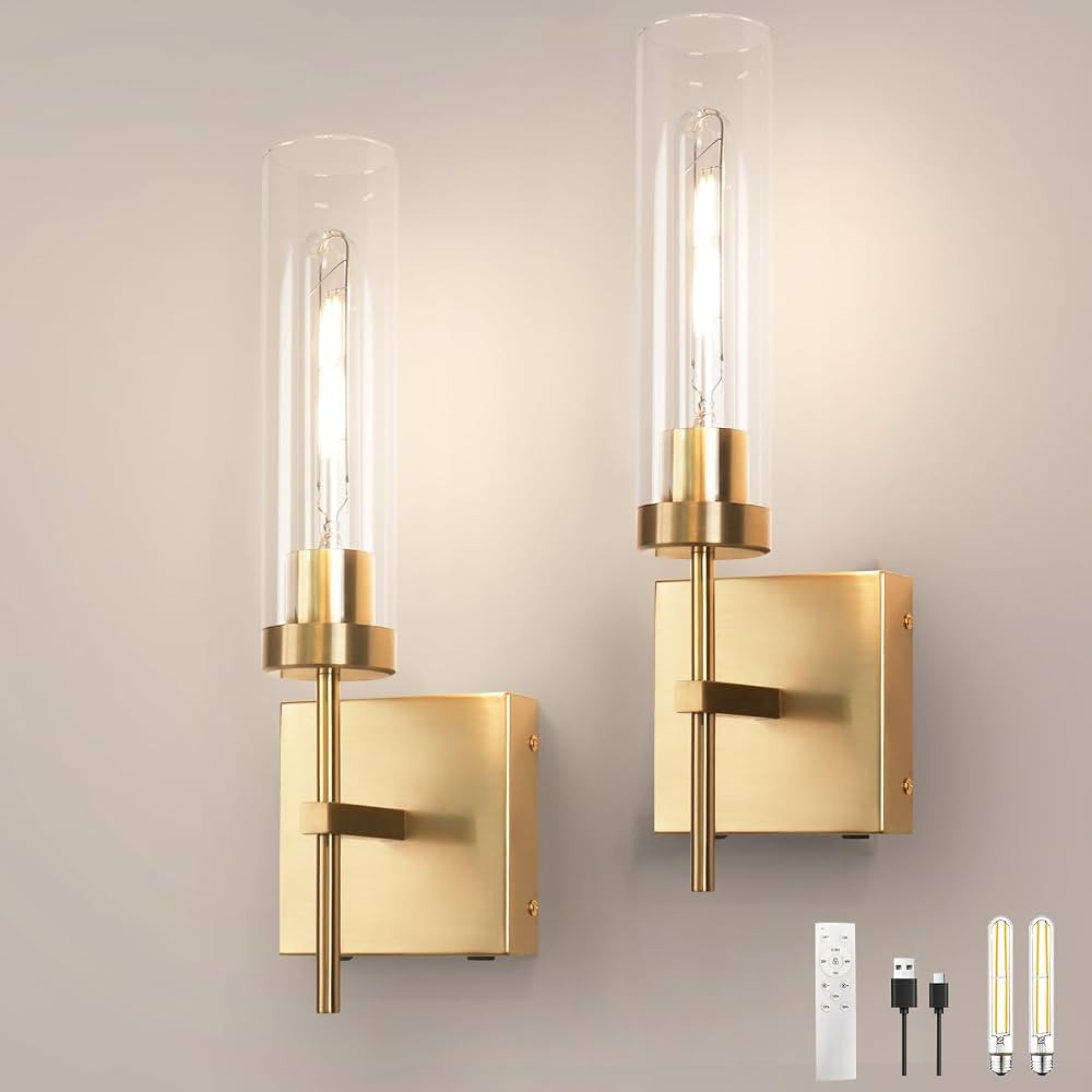 Wireless Sconces,Battery Operated Wall Sconce 15000mAh 3000K Infinitely Dimmable with Remote Cont... | Amazon (US)