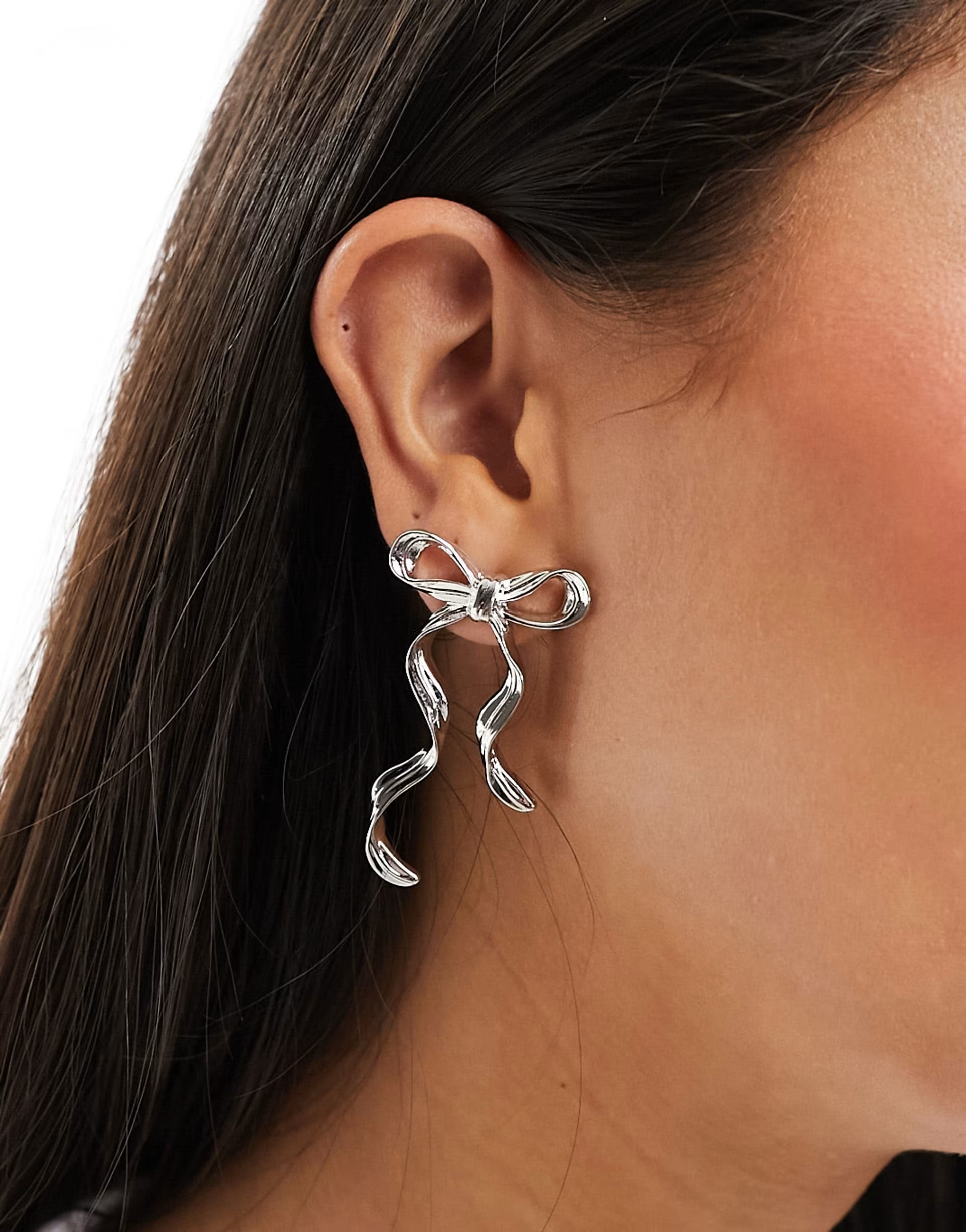 ASOS DESIGN stud earrings with bow design silver tone | ASOS (Global)