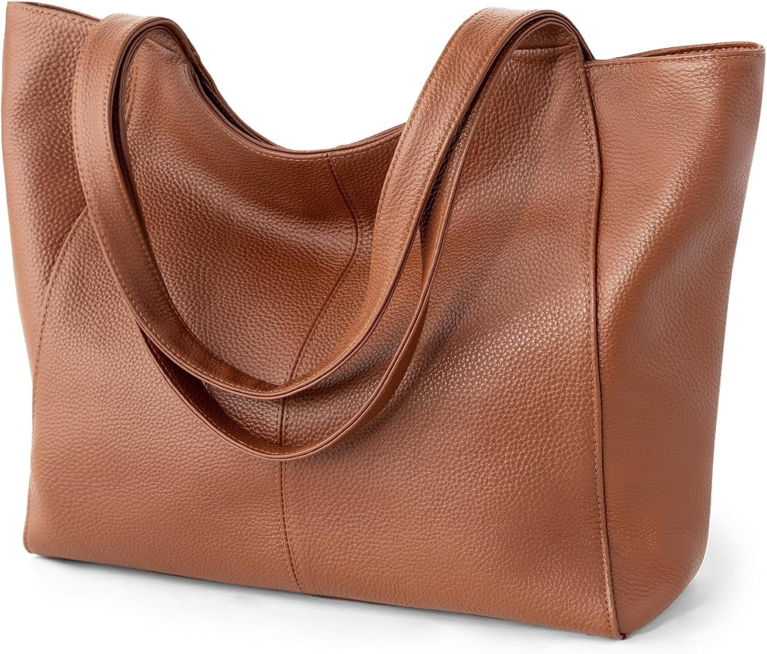 befen Soft Genuine Leather Tote Bag for Women, Slouchy Casual Zipper Work Tote Shoulder Bags Travel Purse with Cup Holder | Amazon (CA)