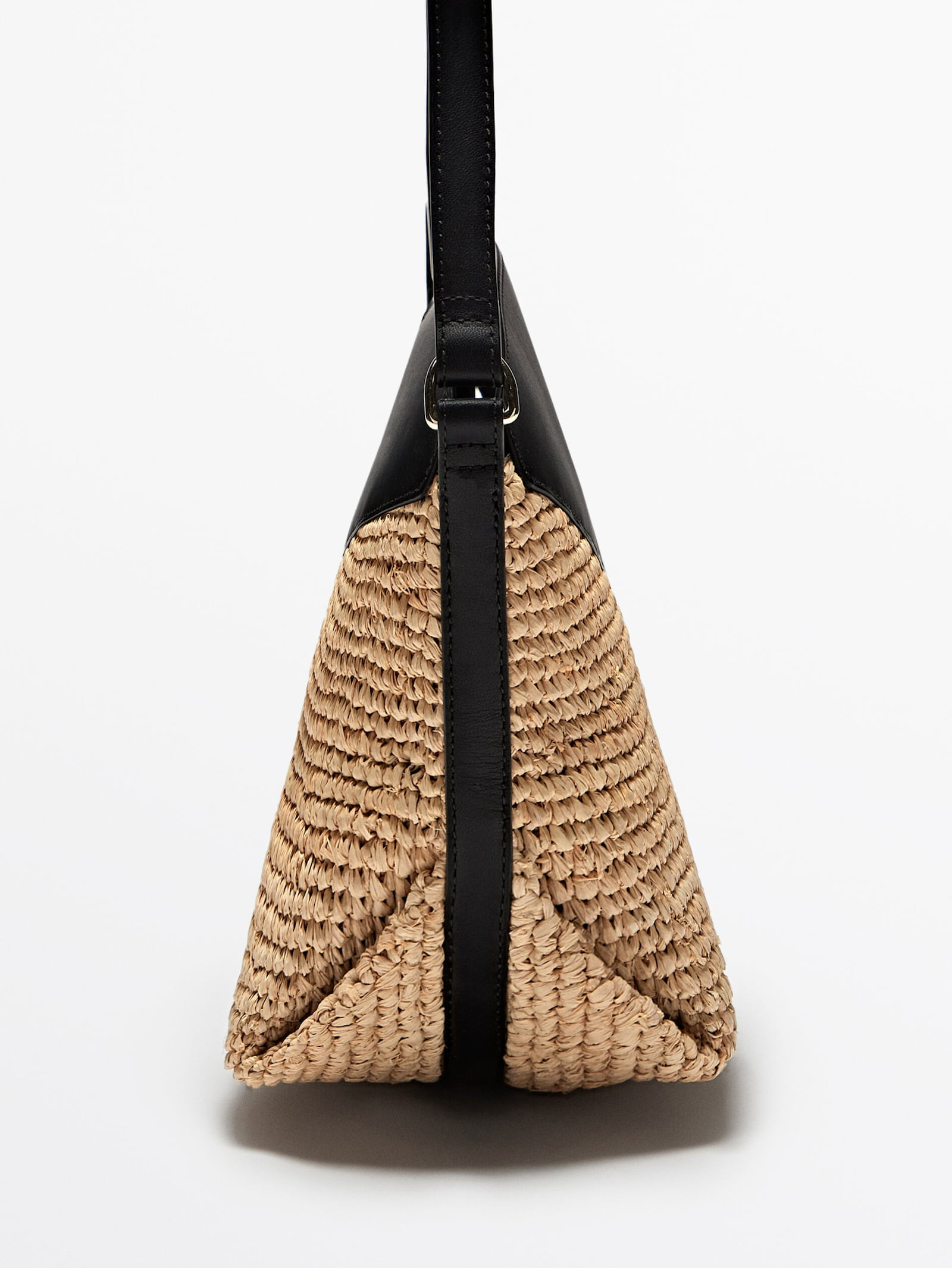 Raffia crossbody bag with leather strap | Massimo Dutti US