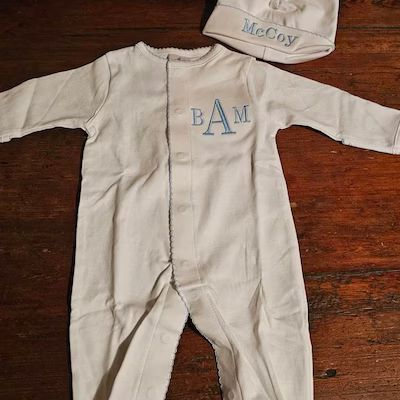 Baby Boy Coming Home Outfit, Monogrammed Footie, Personalized Baby Gift, Monogrammed Sleeper, Pim... | Etsy (US)