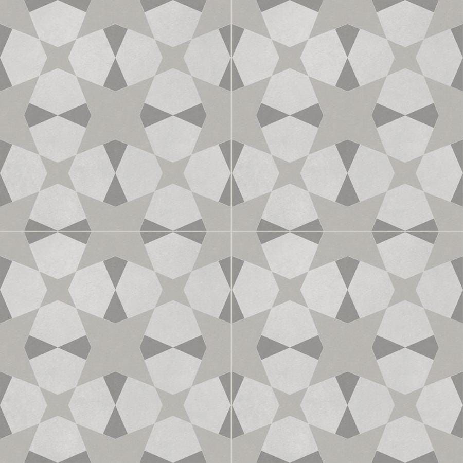 DELLA TORRE Avalon Gray 8-in x 8-in Glazed Porcelain Encaustic Tile Lowes.com | Lowe's