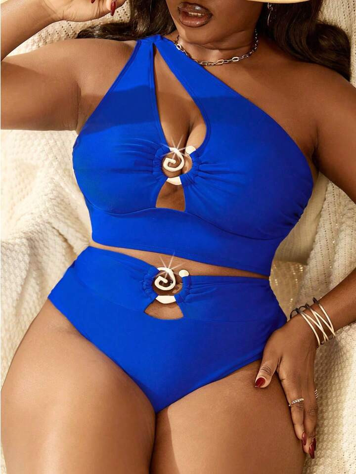 2 pcs Bathing Suit Set One Shoulder  | SHEIN