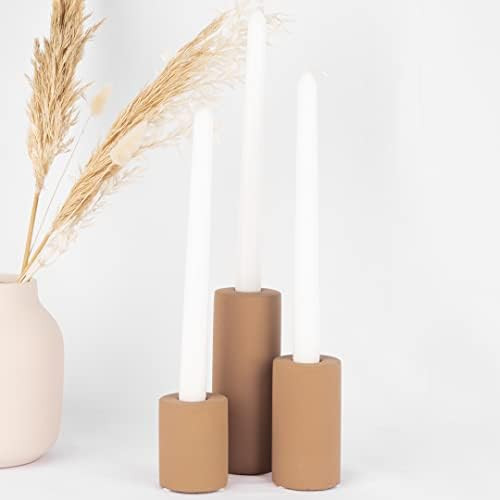 Koyal Wholesale Minimalist Terracotta Taper Candle Holder Set of 3, Terracotta Candlestick Holders,  | Amazon (US)