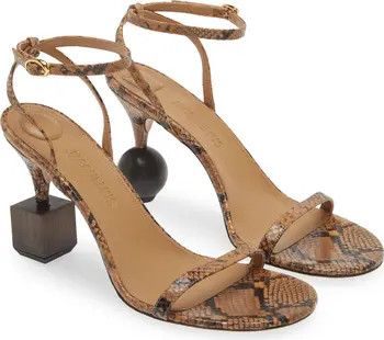 Jacquemus Les Sandales Bisou Mismatched Snakeskin Embossed Ankle Strap Sandal (Women) | Nordstrom | Nordstrom