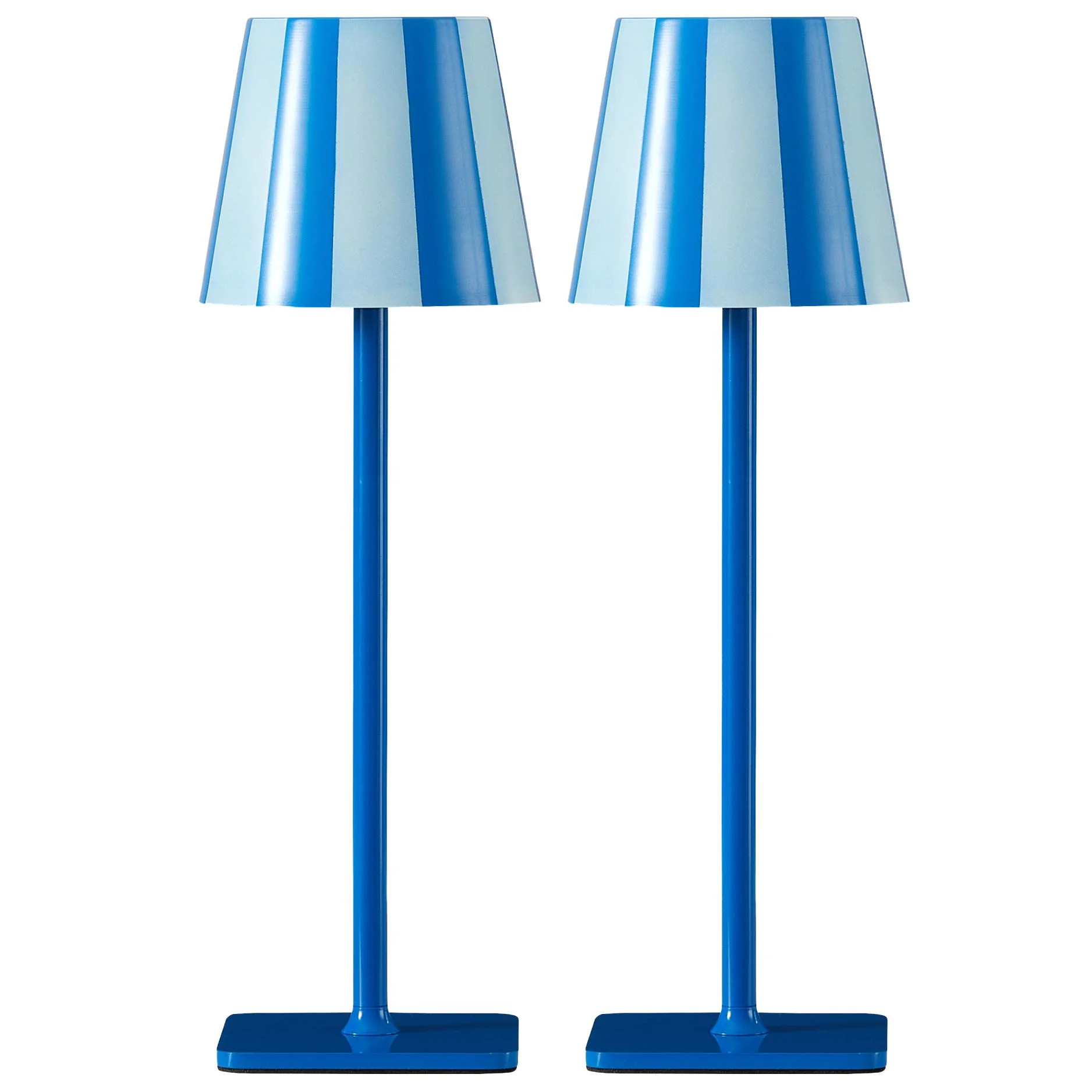 Mainstays 13" Indoor/Outdoor Rechargeable Blue Stripe Table Lamp 2 Pack | Walmart (US)