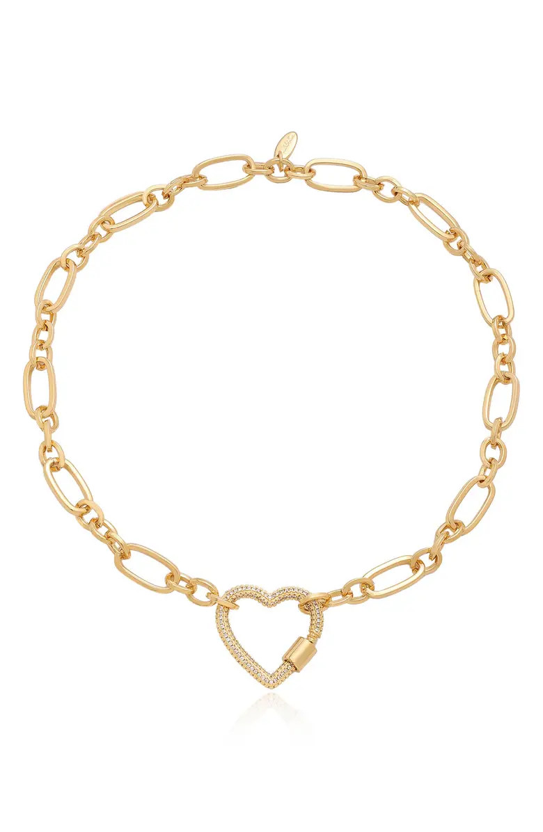Crystal Pavé Heart Clasp Necklace | Nordstrom
