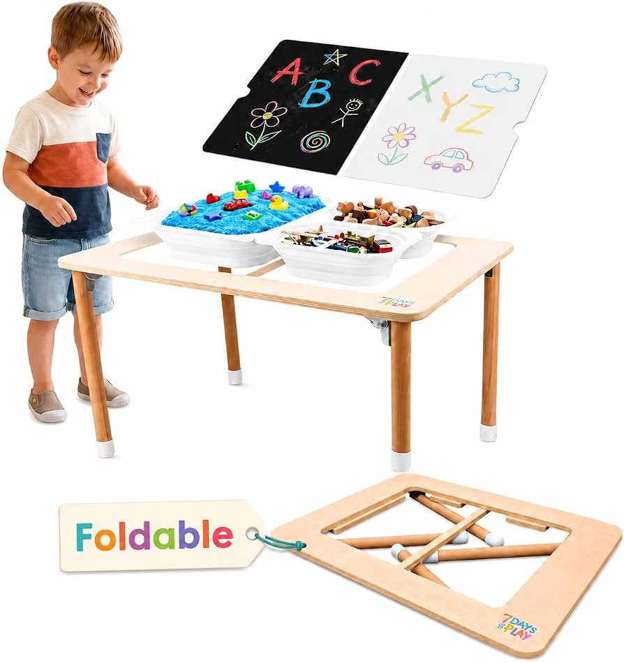 Sensory Play Activity Table with Foldable Legs, Storage Bins, and Lid - Sensory Table for Toddler... | Amazon (US)