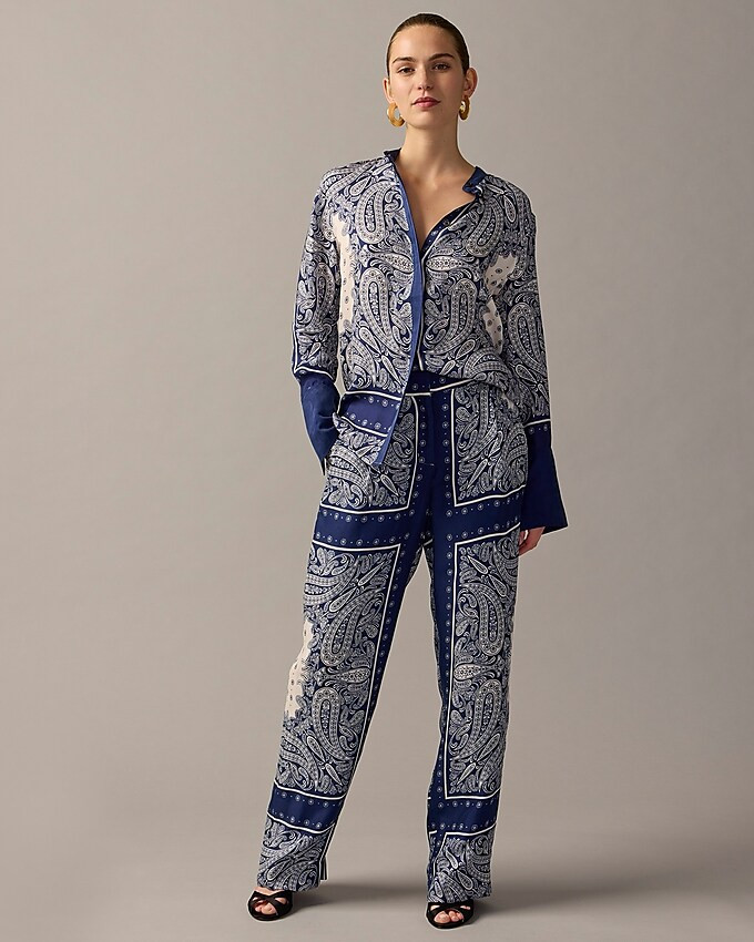 Straight-leg drapey cupro-blend essential pant in paisley scarf print | J. Crew US