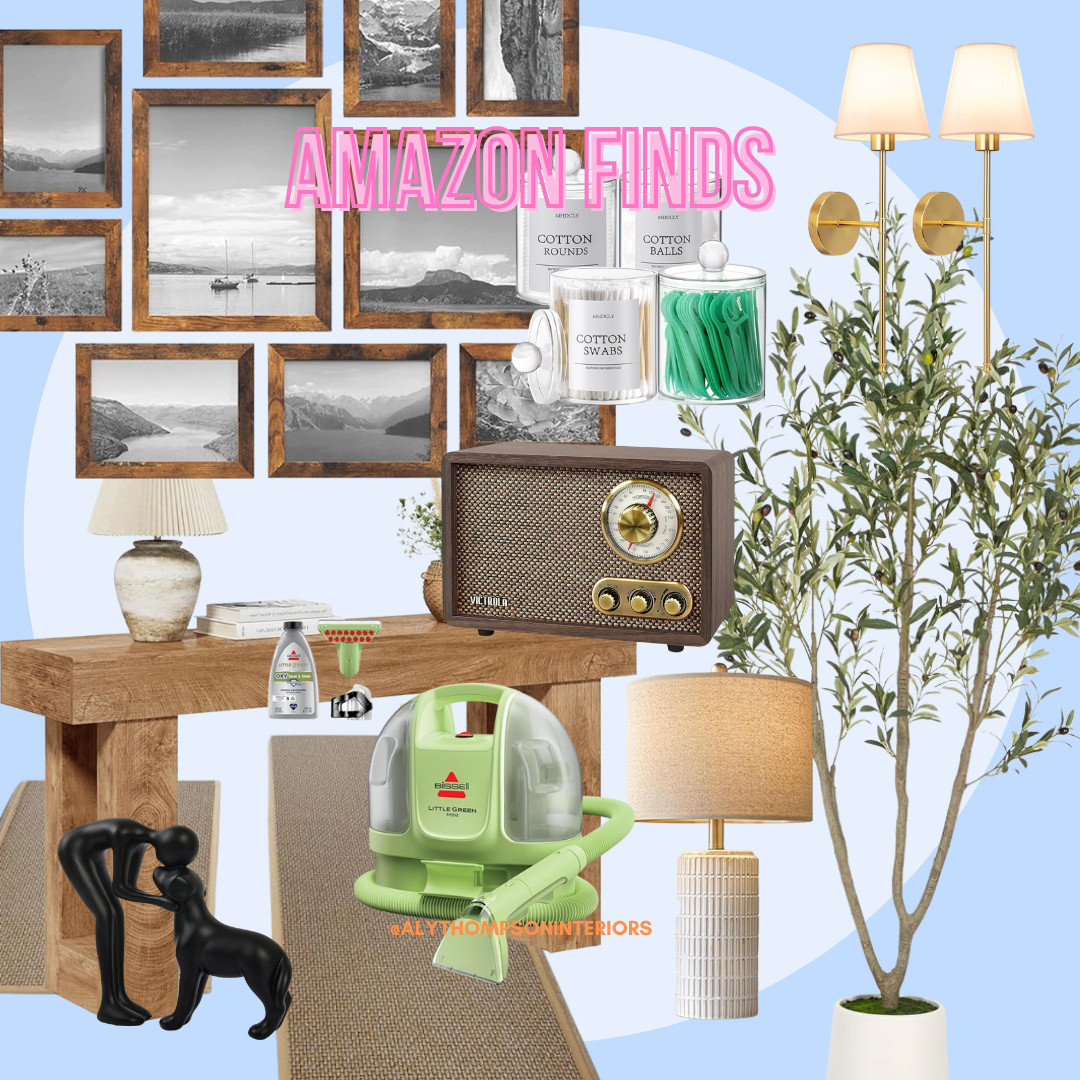 Amazon Finds | Picture Frames | Gallery Wall | Console Table | Entryway Table | Dog Statue | Carpet Cleaner | Table Lamp | Faux Olive Tree | Brass Wall Sconces | Bathroom Organization | Bluetooth Radio 

 #LTKSeasonal #LTKHome #LTKSaleAlert