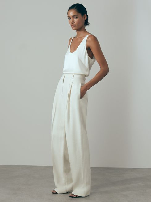 Atelier Italian Textured Tapered Suit: Trousers with Silk | Reiss UK