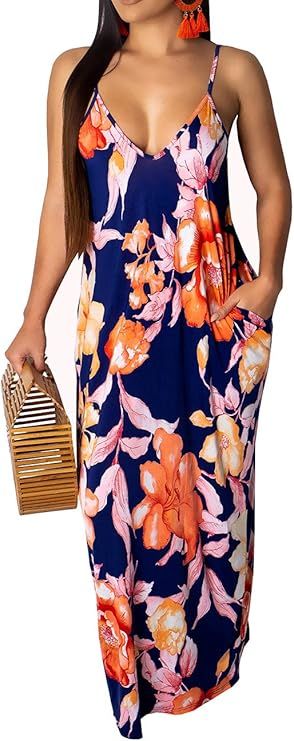 SheKiss Women's Casual Sexy Summer Stripe Bodycon Long Maxi Dresses Floor Length Sleeveless Plus ... | Amazon (US)