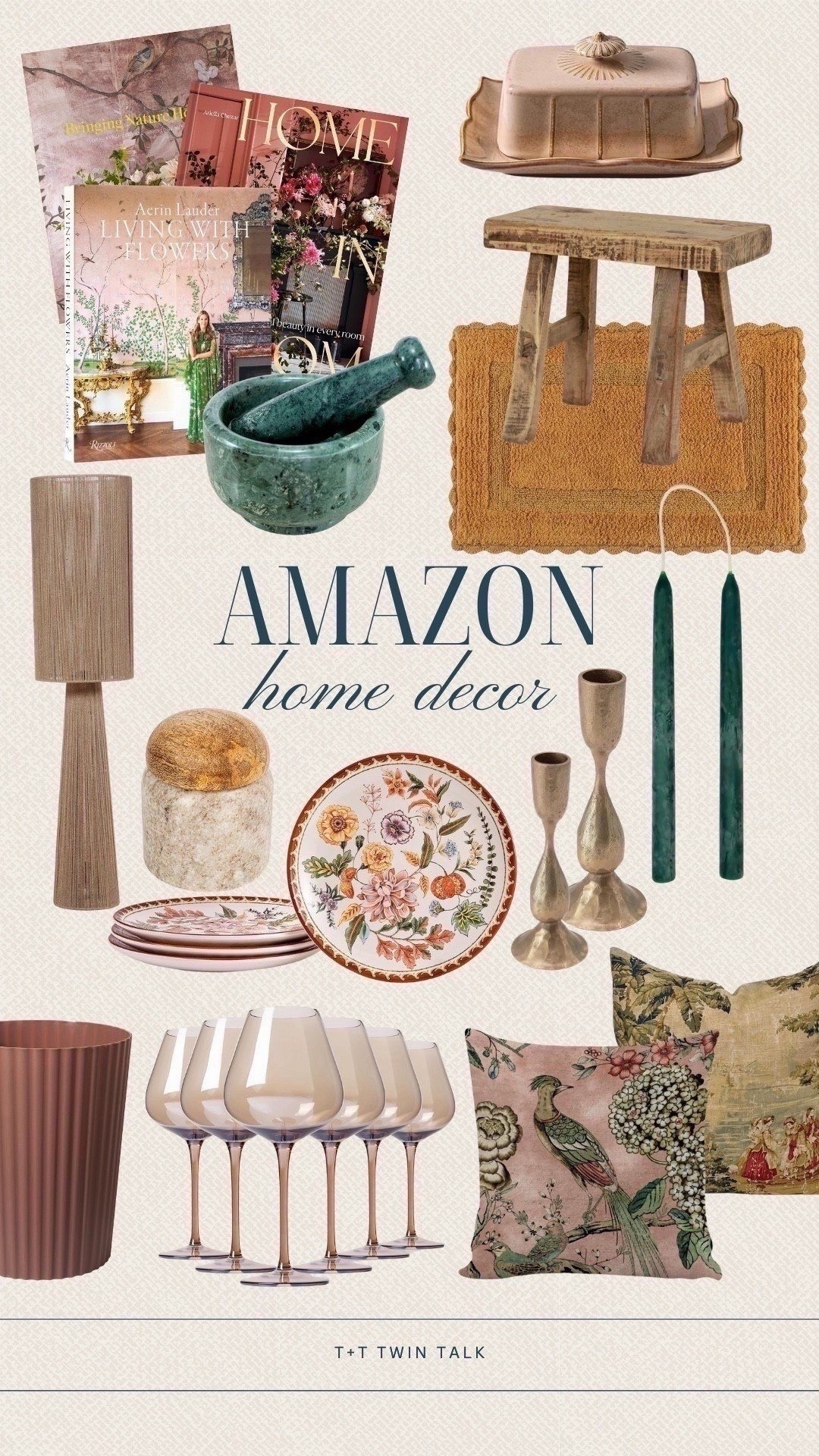 Amazon home decor pieces that make your space feel new again. From floral plates to a plush mat and pretty candlesticks, each item brings warmth and character to any room. An easy way to refresh your home without spending a fortune.

#LTKSeasonal #LTKMidsize #LTKOver40