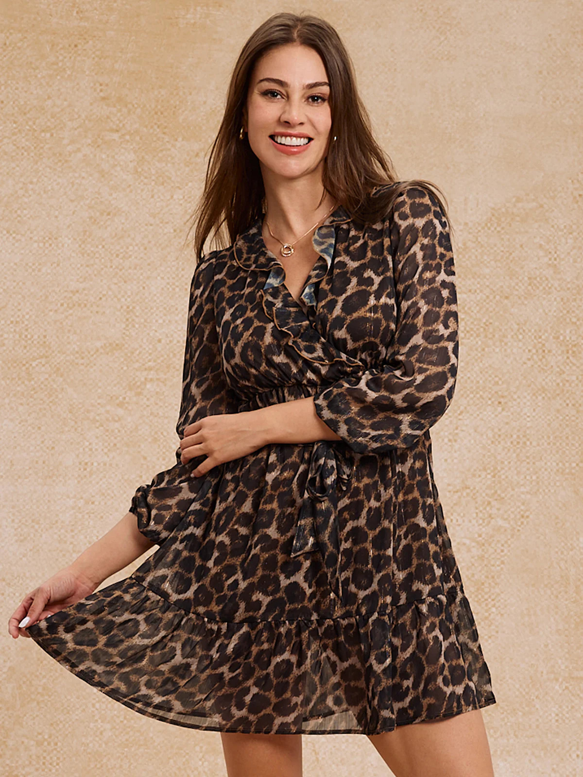 89th & Madison Leopard Print Tiered Mini Dress | 89th + Madison