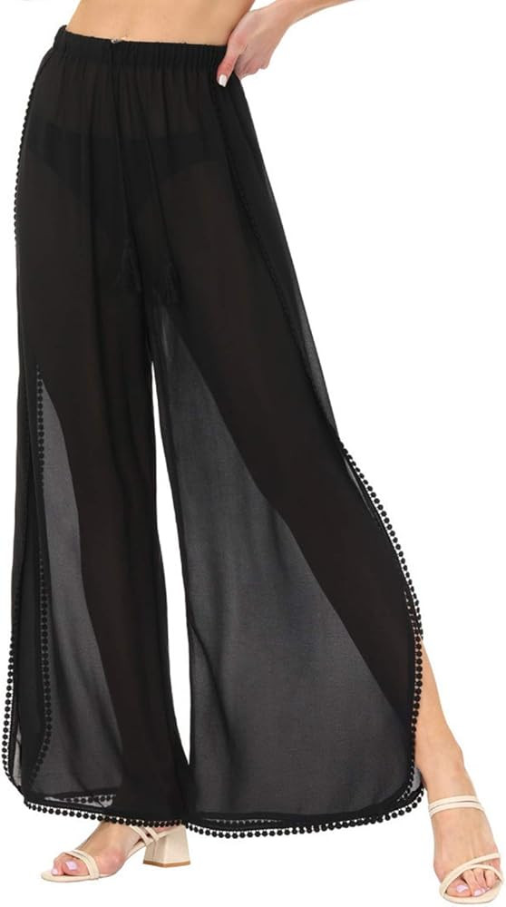 GRACE KARIN High Split Swimwear Cover-ups for Women See Through Chiffon Pants | Amazon (US)