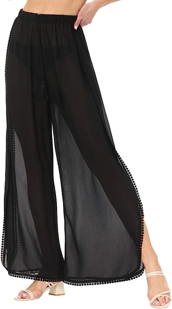 GRACE KARIN High Split Swimwear Cover-ups for Women See Through Chiffon Pants | Amazon (US)