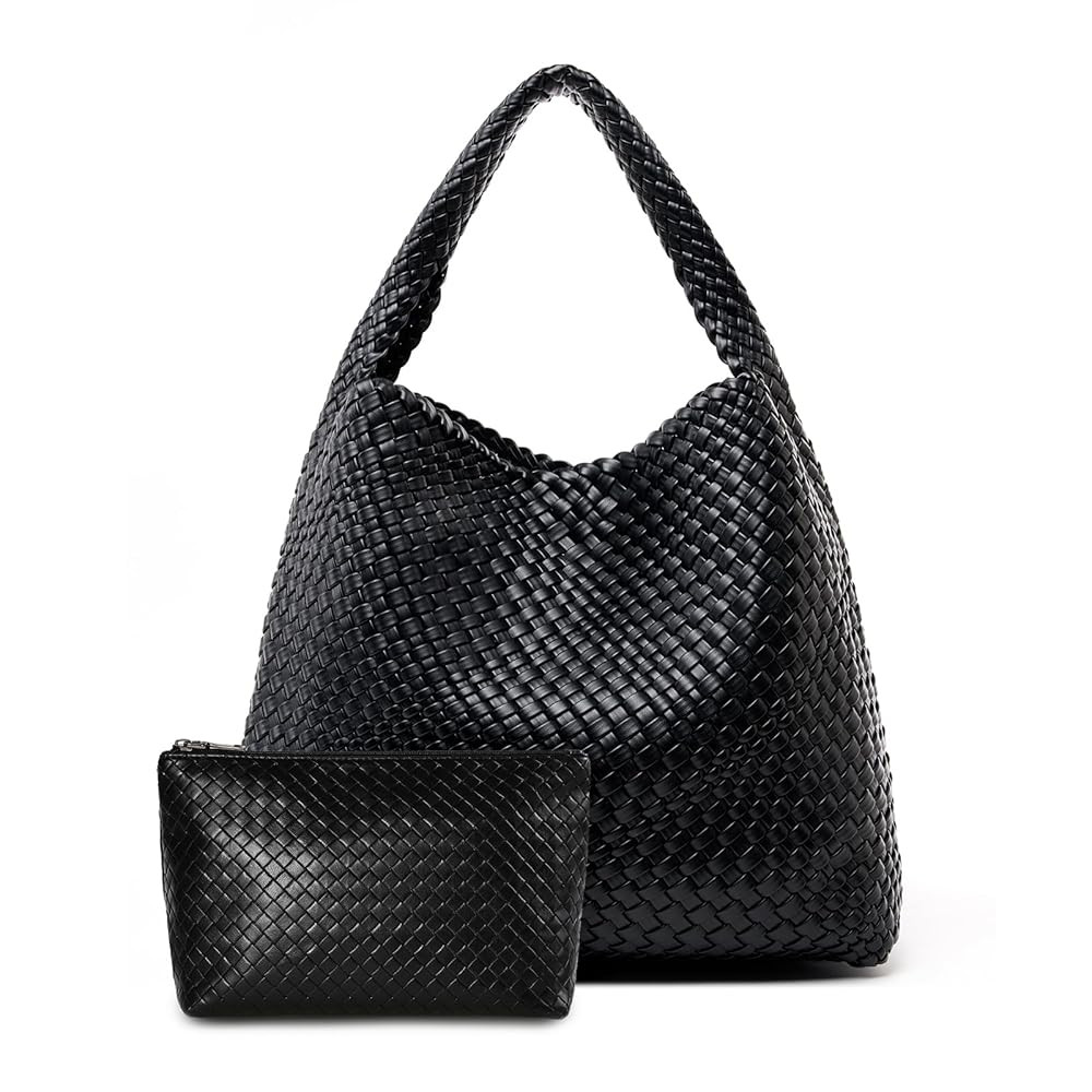 Large Woven Tote Bag for Women Weave Purse Woven Leather Handbag | Amazon (US)