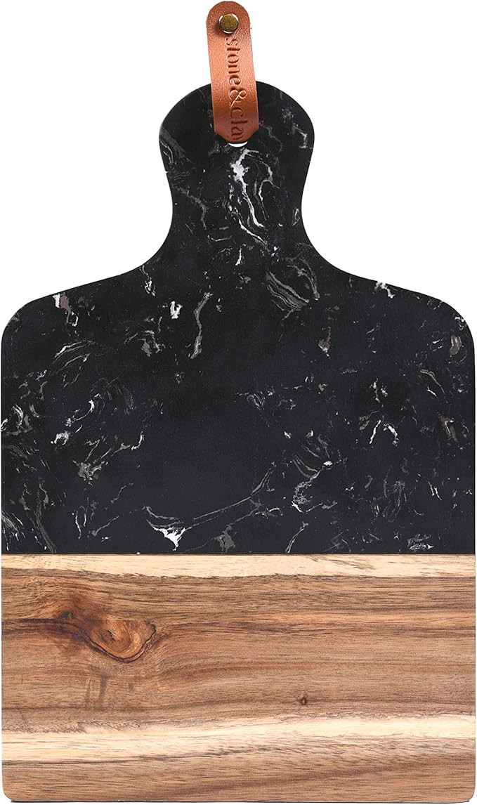 Stone & Clay Marble and Wood Cheese Board - 2-in-1 Charcuterie Cutting Board and Serving Tray - W... | Amazon (US)