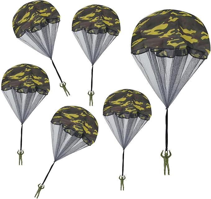 LLMSIX 6PCS Parachute Toy, Outdoor Hand Throw Flying Toy Men’s Camo Parachute Mini Parachutes w... | Amazon (US)