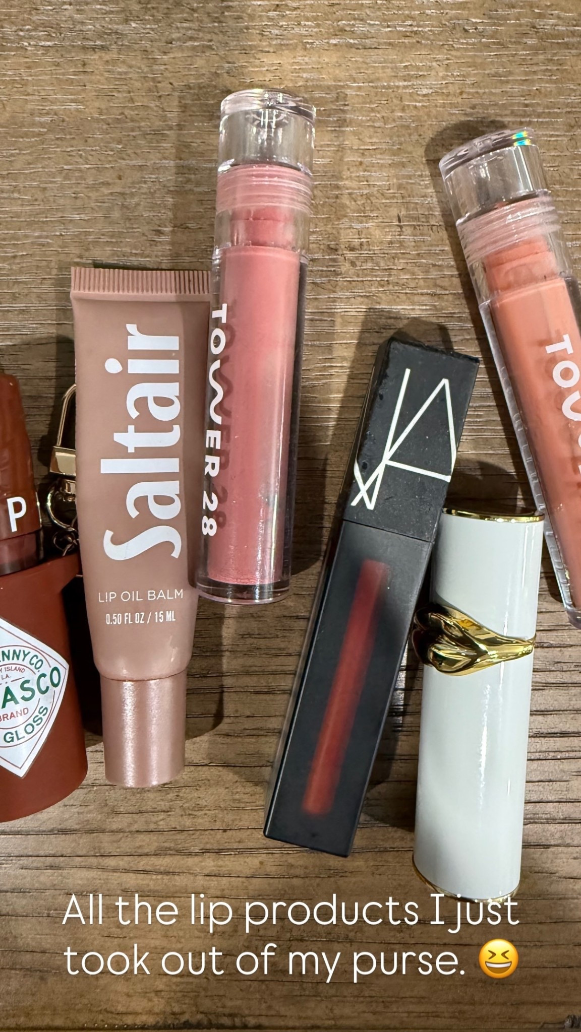 All the lip products I just took out of my purse. 😆