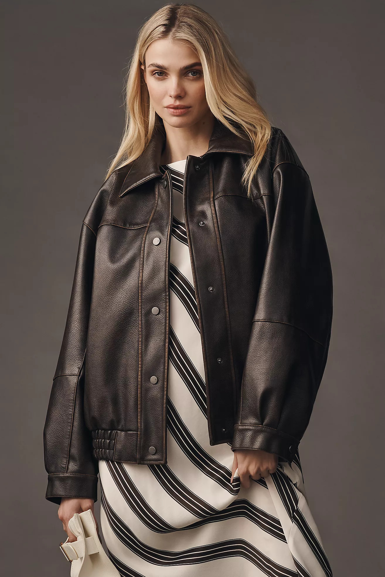 Pilcro Oversized Washed Faux-Leather Jacket | Anthropologie (US)