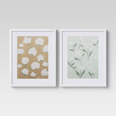 (Set of 2) 16" x 20" Loose Floral Framed Wall Art - Threshold™ | Target