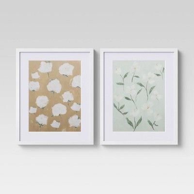 (Set of 2) 16&#34; x 20&#34; Loose Floral Framed Wall Art - Threshold&#8482; | Target