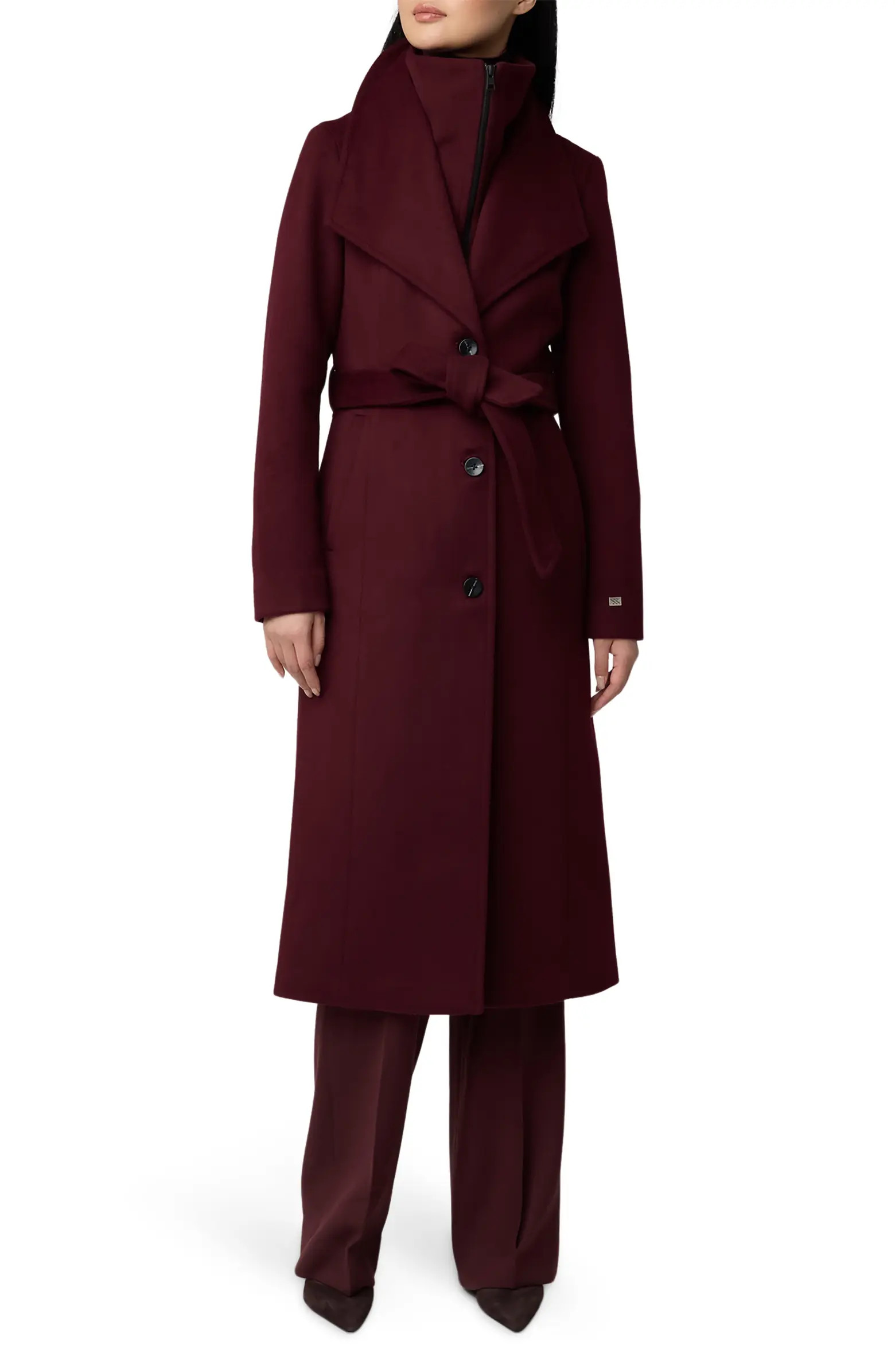 Soia & Kyo Ilana Belted Wool Blend Coat with Removable Bib | Nordstrom | Nordstrom