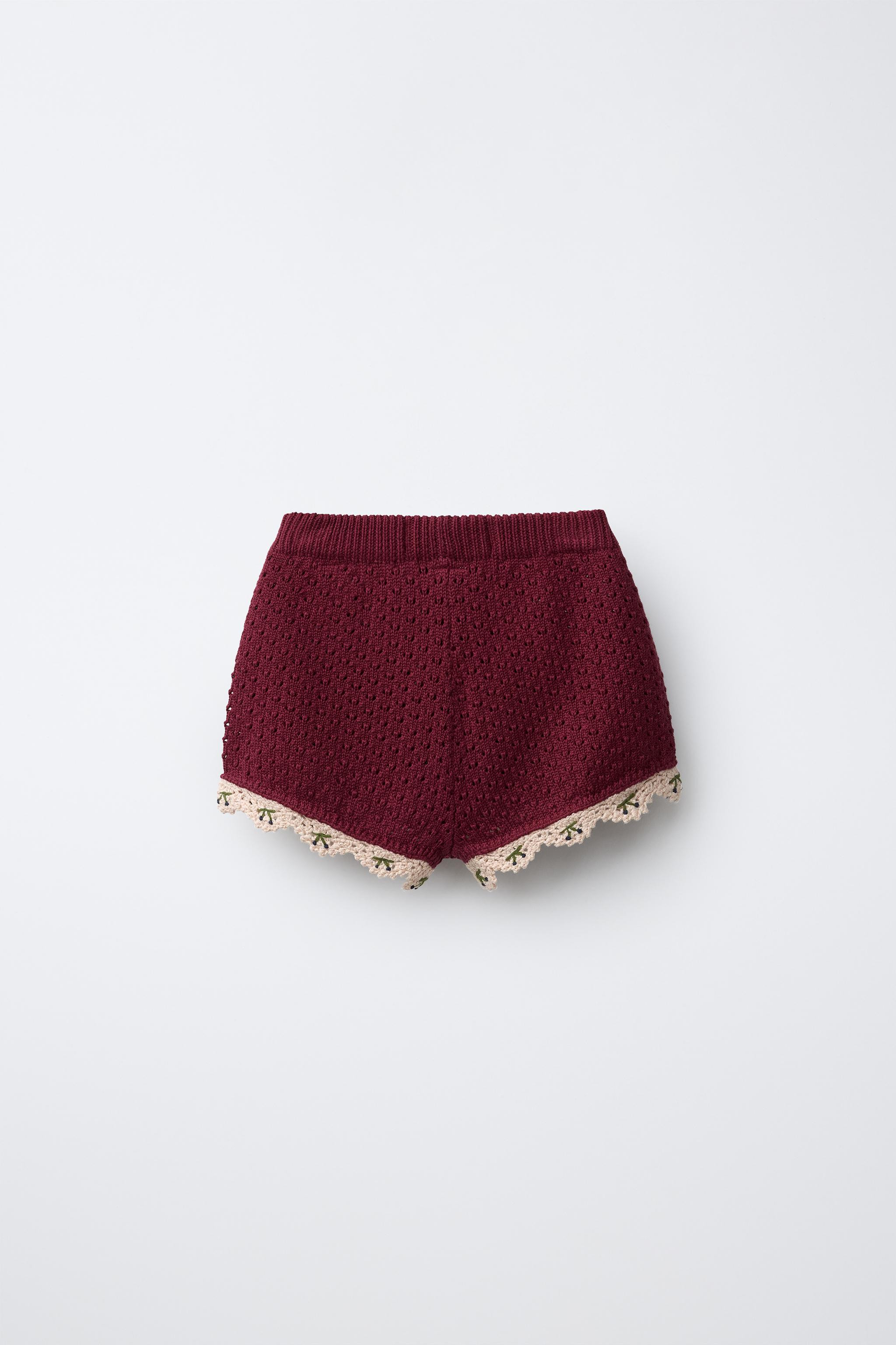 CROCHET DETAIL KNIT SHORTS | Zara US