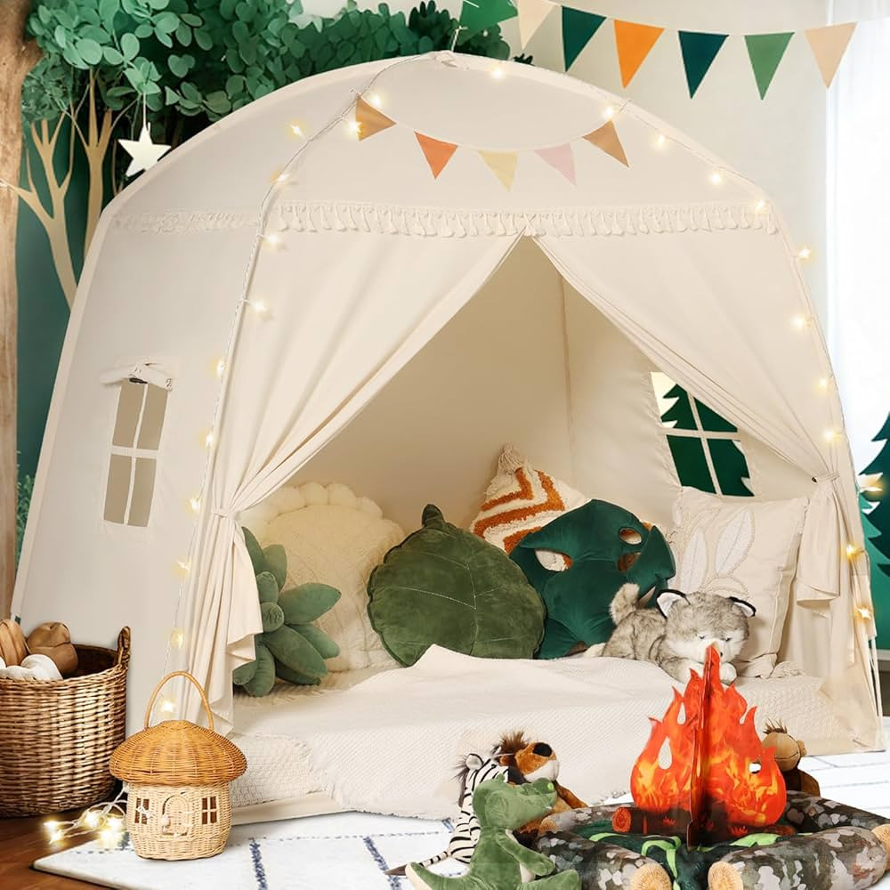 Sumbababy Large Teepee Tent for Kids: with Star Lights & Flags - Tent for Kids Indoor Toddler Tee... | Amazon (US)