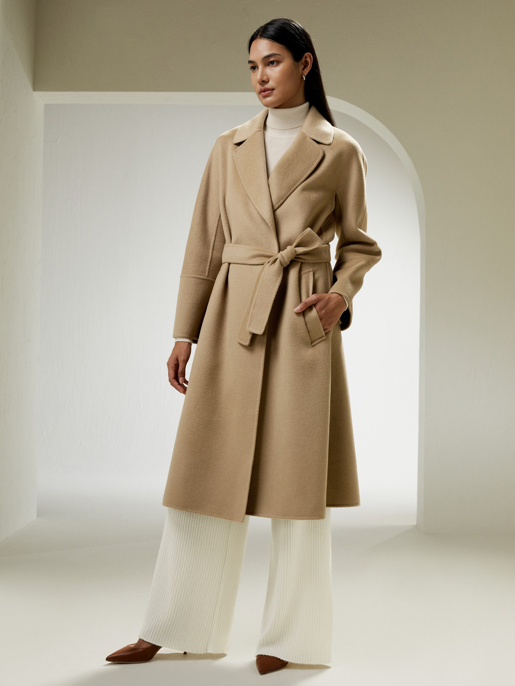Double-faced Wool-blend Robe Coat | LilySilk