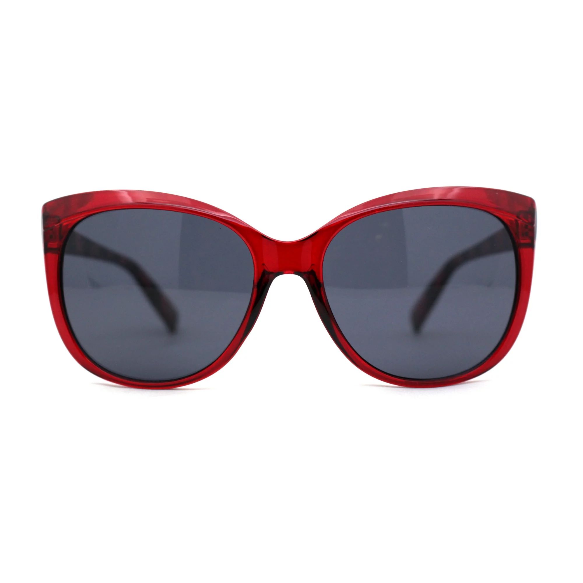 Womens Classic Oversized Cat Eye Fashion Plastic Sunglasses Red Black | Walmart (US)