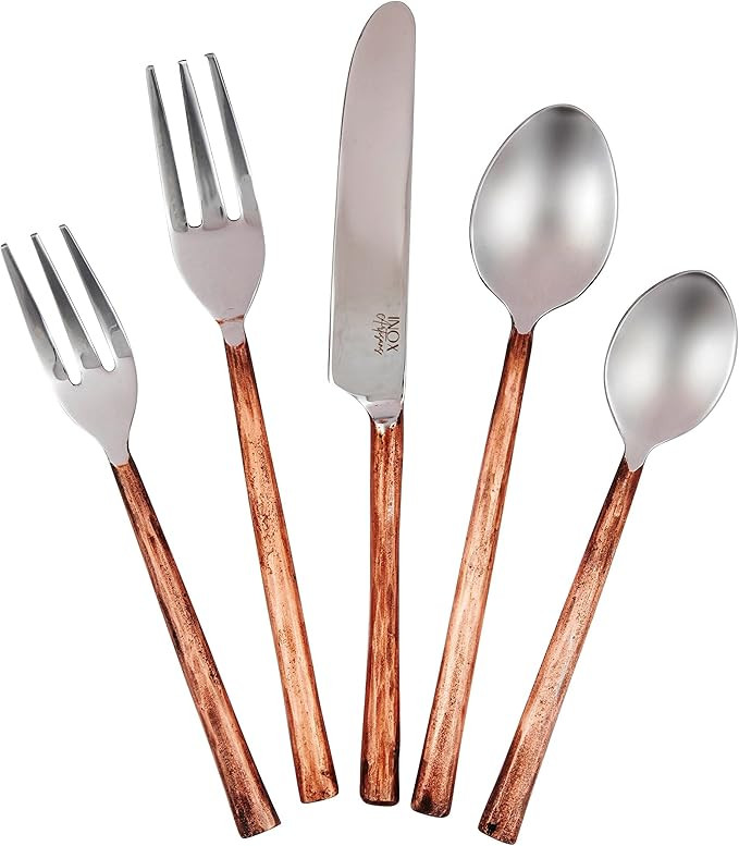 Inox Artisans Camellia Copper Antique 20 Pc. Flatware Set (Serves 4) | Amazon (US)